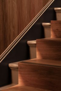 Warm timber steps in staircase — heritage restoration — Ballarat — Moloney Architects